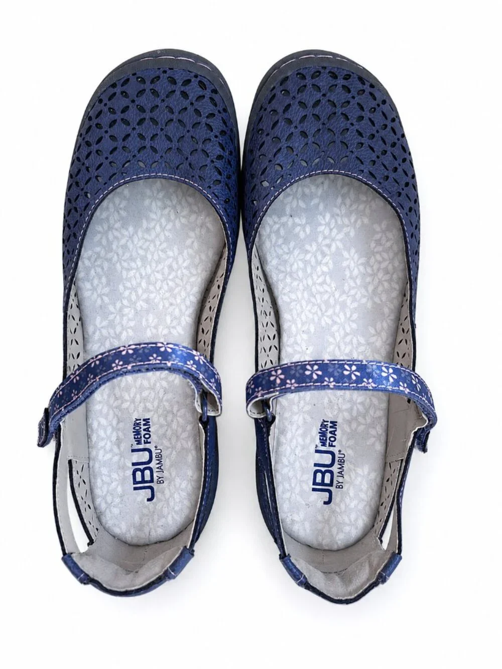 JBU by Jambu Blue Mary Jane Flats Size 8 Floral Cutout Cottagecore Comfort